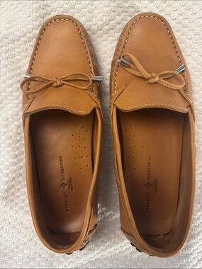 Fiorentini + Baker Tan Leather Bow Driving Loafers